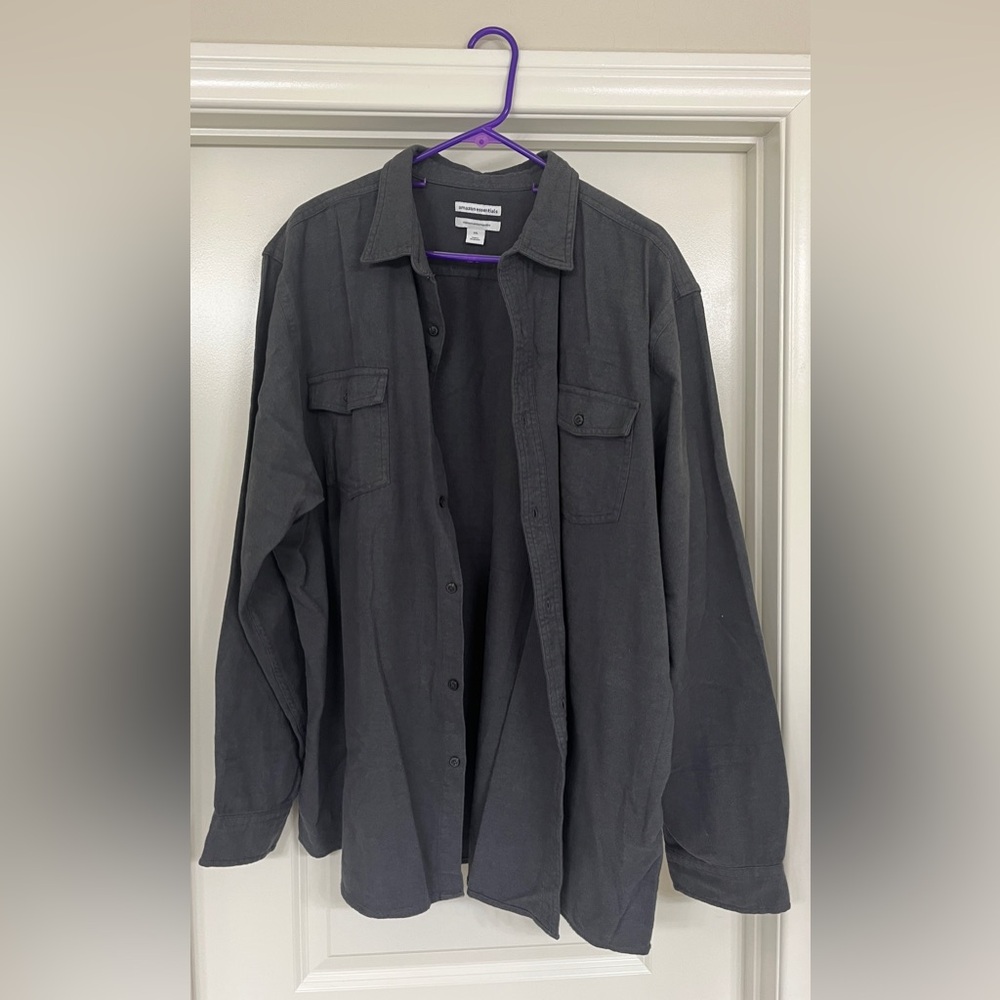 Amazon Essentials Dark Gray Shirt Jacket - image 1